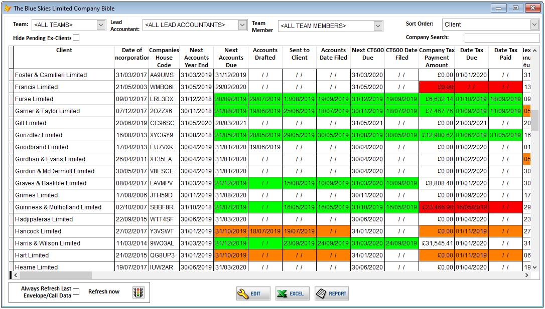 Screenshot of The Blue Skies Partnership custom database